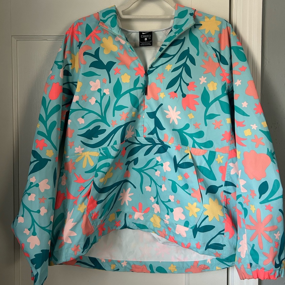 Nike Floral Pattern Jacket in Teal and Coral